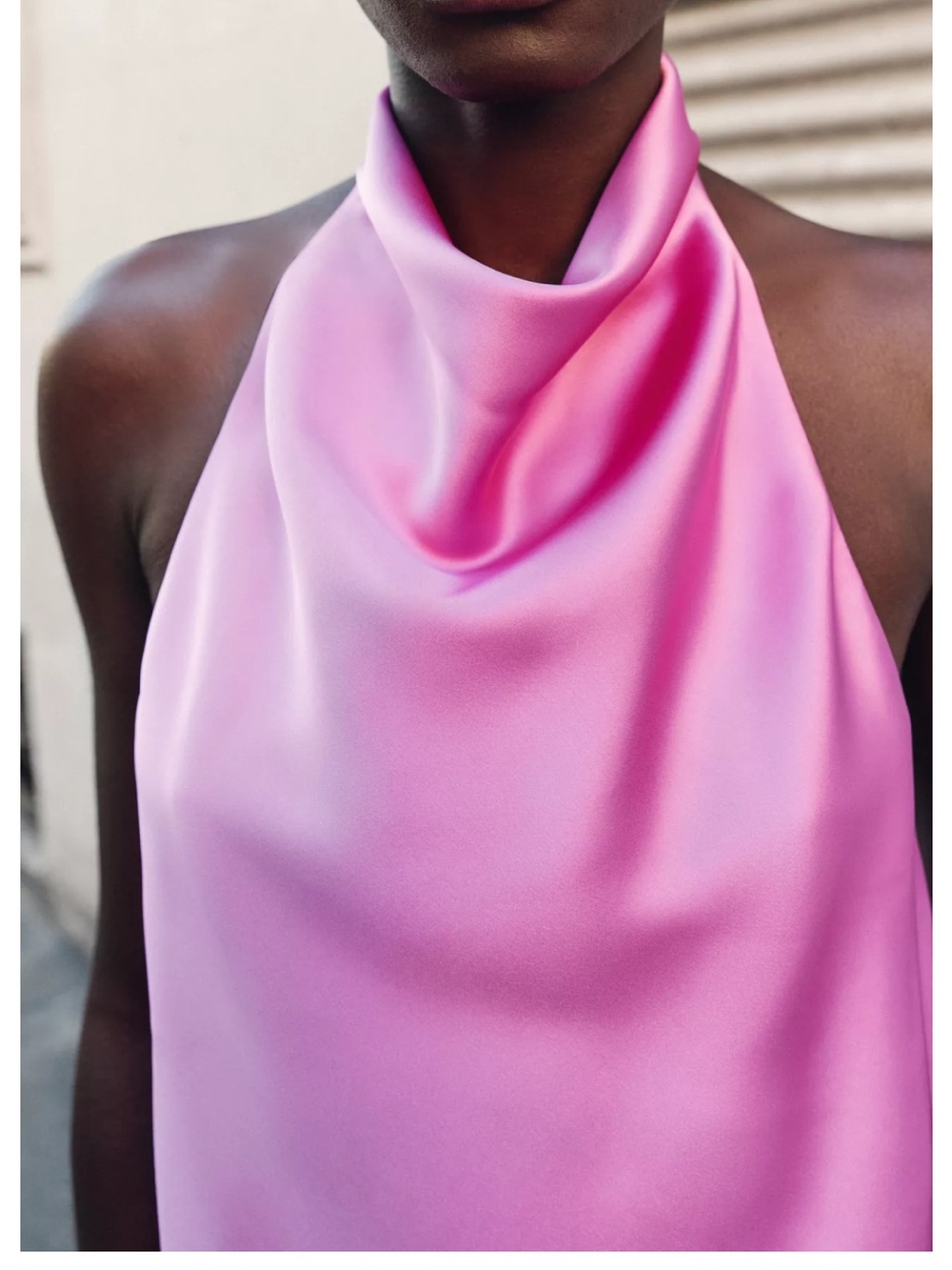 Zara Pink Satin Halter Neck Blouse - Picture 4 of 5